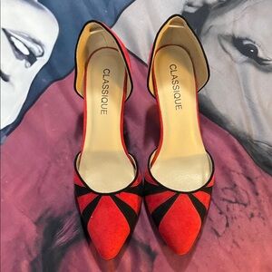 Red and black heels